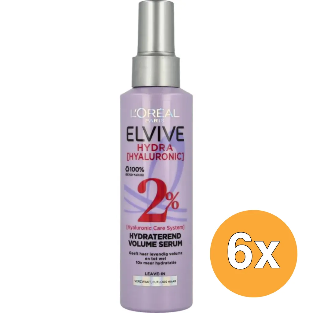 6x L'Oréal Paris Elvive Leave In Spray Hydra Hyaluronic Hydraterend (150 ml)