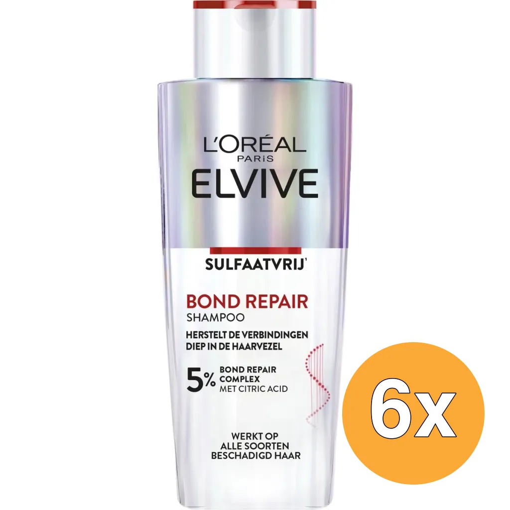 6x L'Oréal Paris Elvive Shampoo Bond Repair 5% (200 ml)
