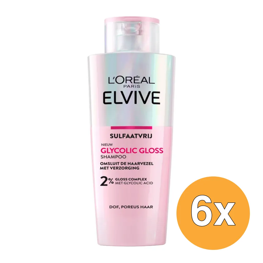 6x L'Oréal Paris Elvive Shampoo Glycolic Gloss (200 ml)
