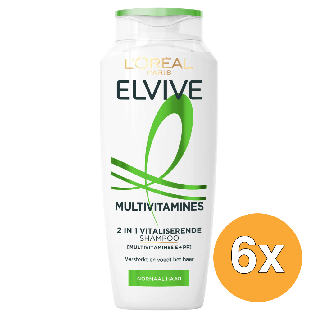 6x L'Oréal Paris Elvive Shampoo Multivitaminen 2-in-1 (250 ml)