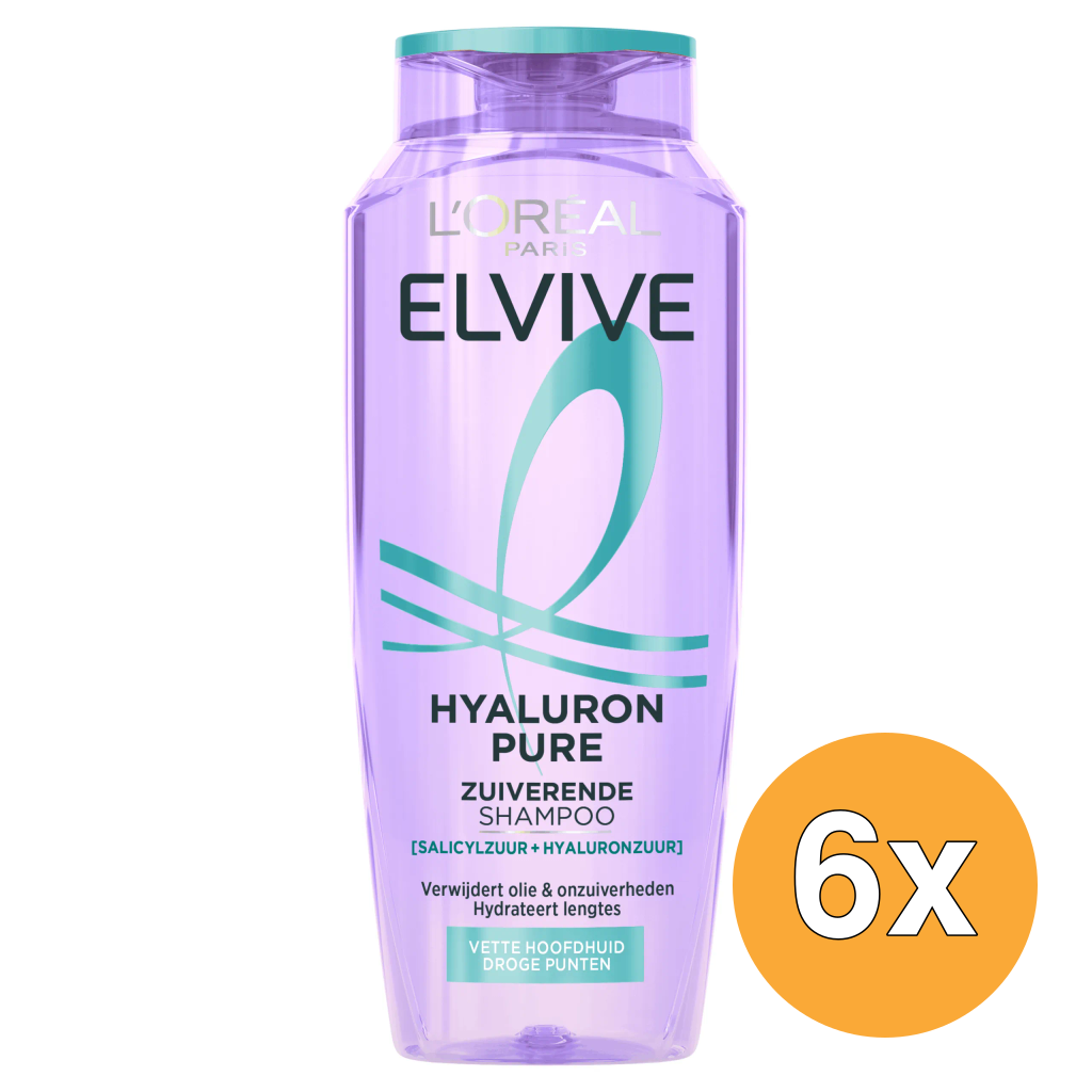 6x L'Oréal Paris Elvive Shampoo Hydra Hyaluronic Pure (250 ml)