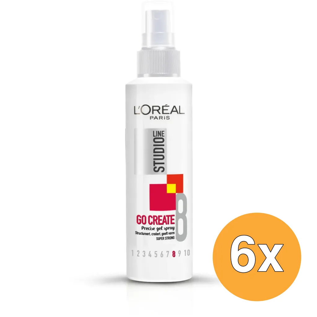 6x L'Oréal Paris Studio Line Gelspray Go Create Precise Super Strong (150 ml)