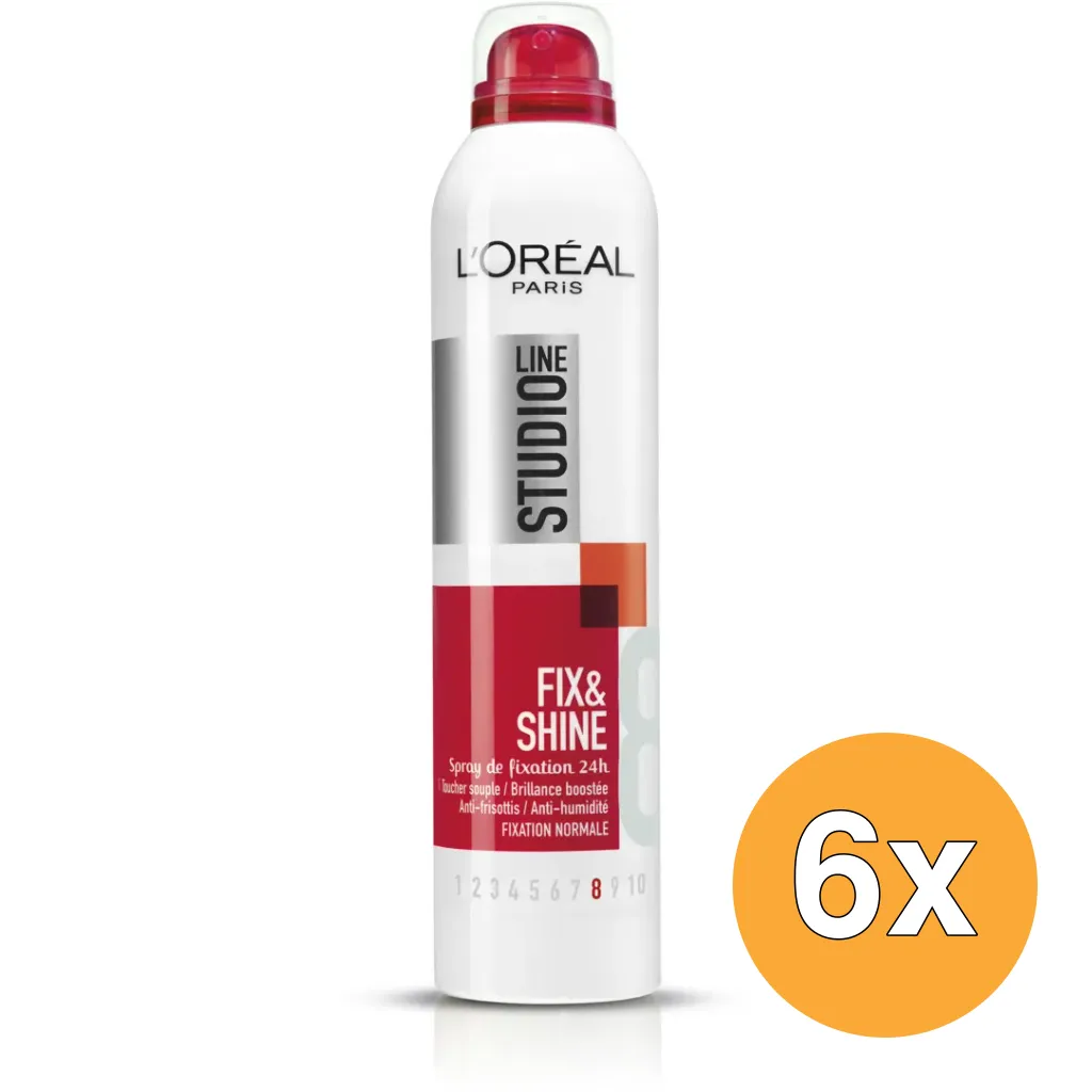 6x L'Oréal Paris Studio Line Spray Fix&Shine 24H Super Strong (250 ml)