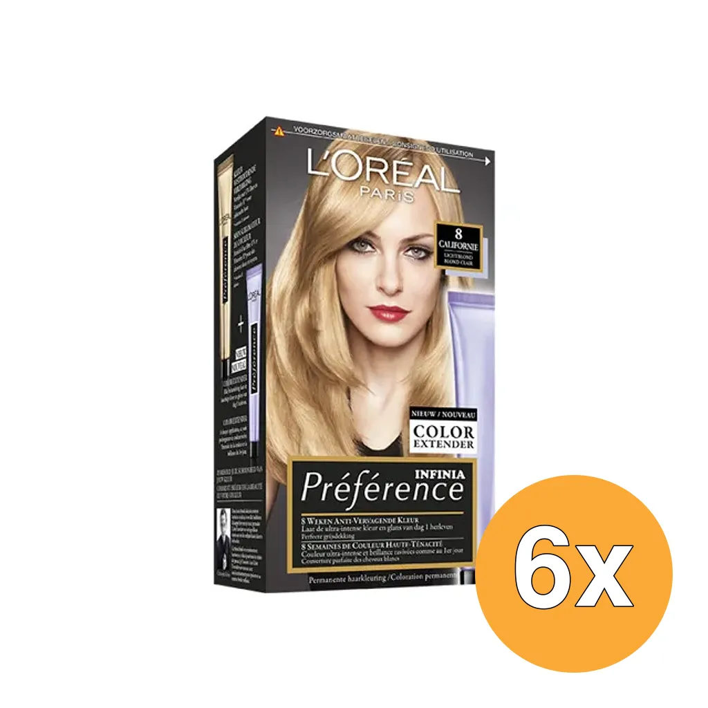 6x L'Oréal Paris Preference 8 Lichtblond (1 set)