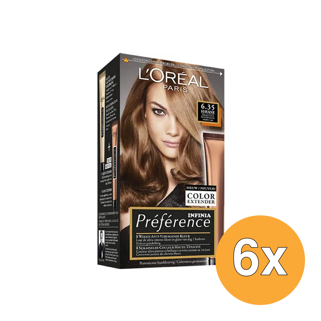 6x L'Oréal Paris Preference 6.35 Havane (1 set)