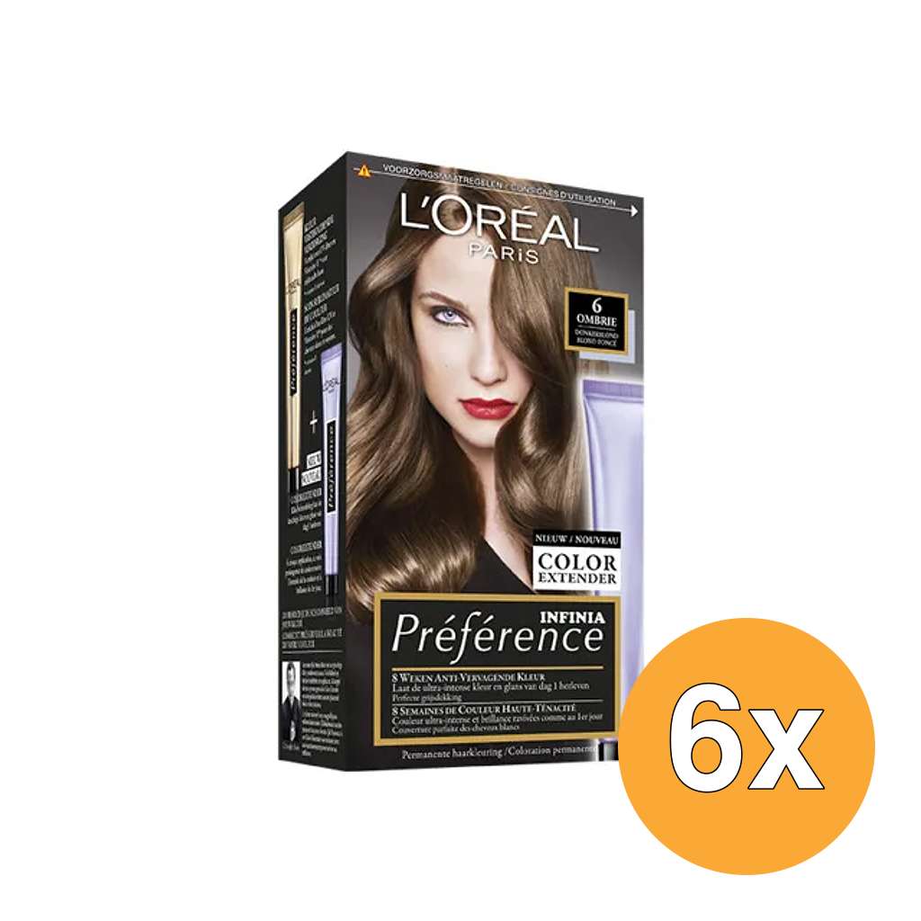 6x L'Oréal Paris Preference 6 Donkerblond (1 set)