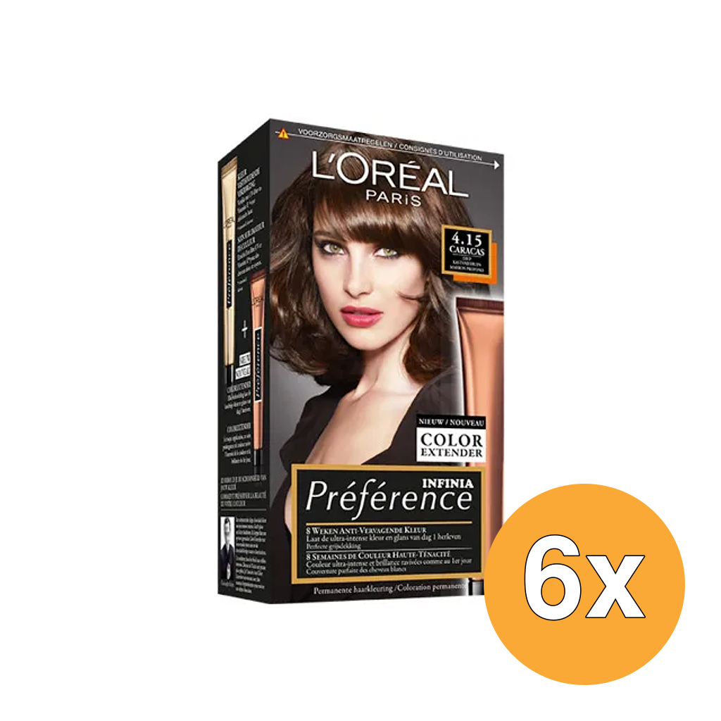 6x L'Oréal Paris Preference 4.15 Diep Kastanjebruin (1 set)