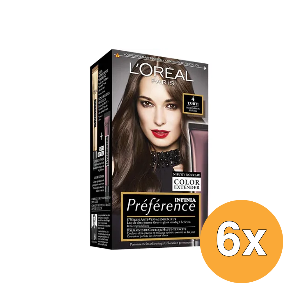6x L'Oréal Paris Preference 4 Middenbruin (1 set)