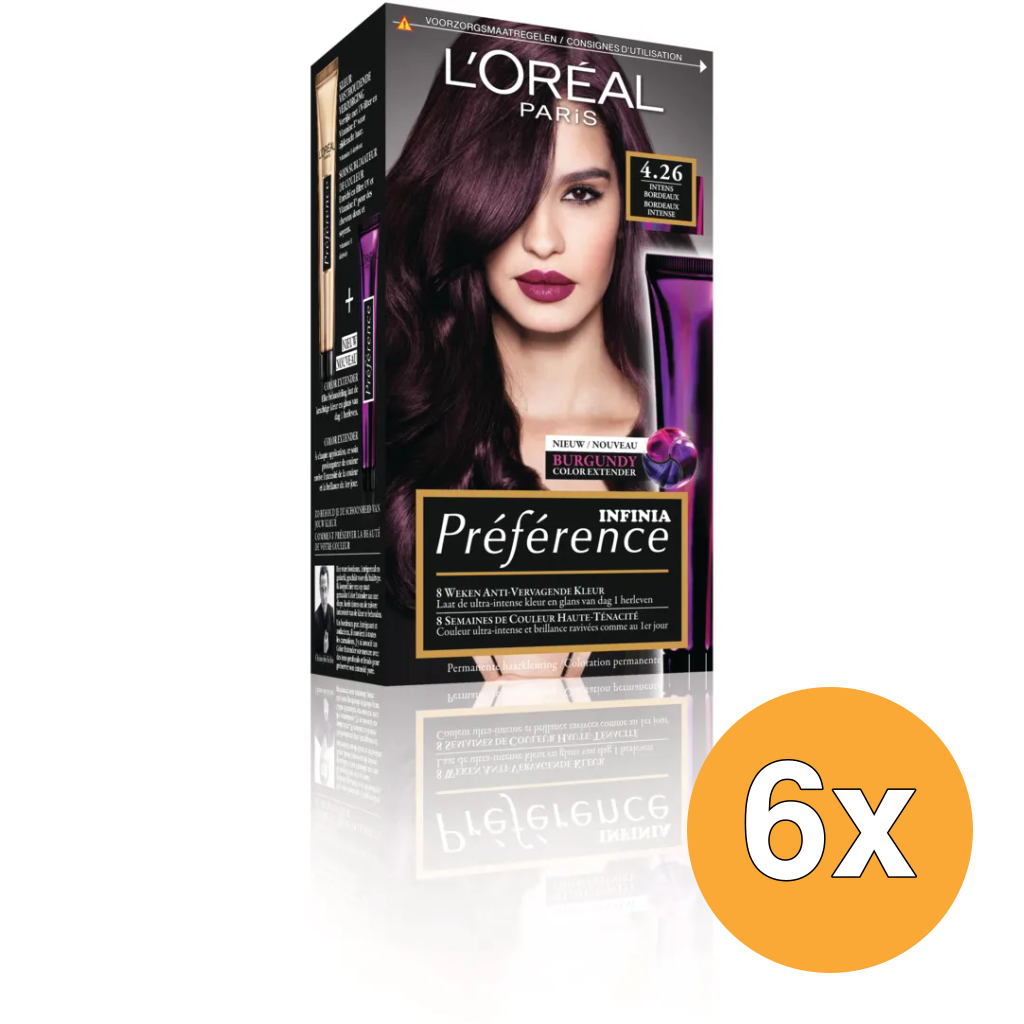 6x L'Oréal Paris Preference 4.26 Pure Burgundy (1 set)