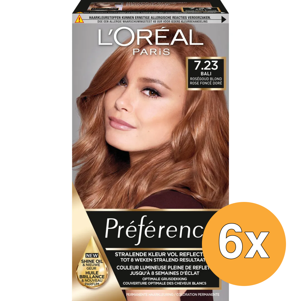 6x L'Oréal Paris Preference 7.23 Rich Rose (1 set)