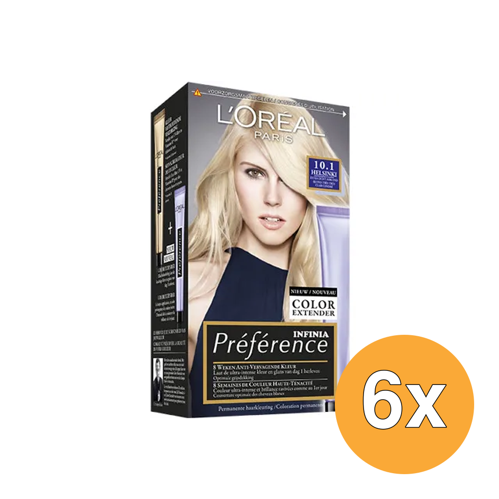 6x L'Oréal Paris Preference 10.1 Extra Licht Asblond (1 set)