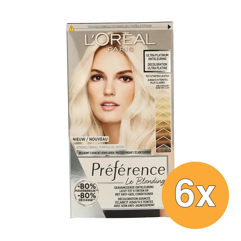 6x L'Oréal Paris Preference Ultra Platium Platium Blond Ontkleuring (1 set)