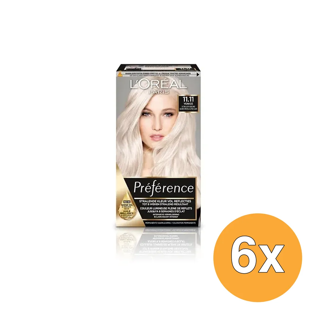 6x L'Oréal Paris Preference 11.11 Very Very Light Cool (1 stuk)