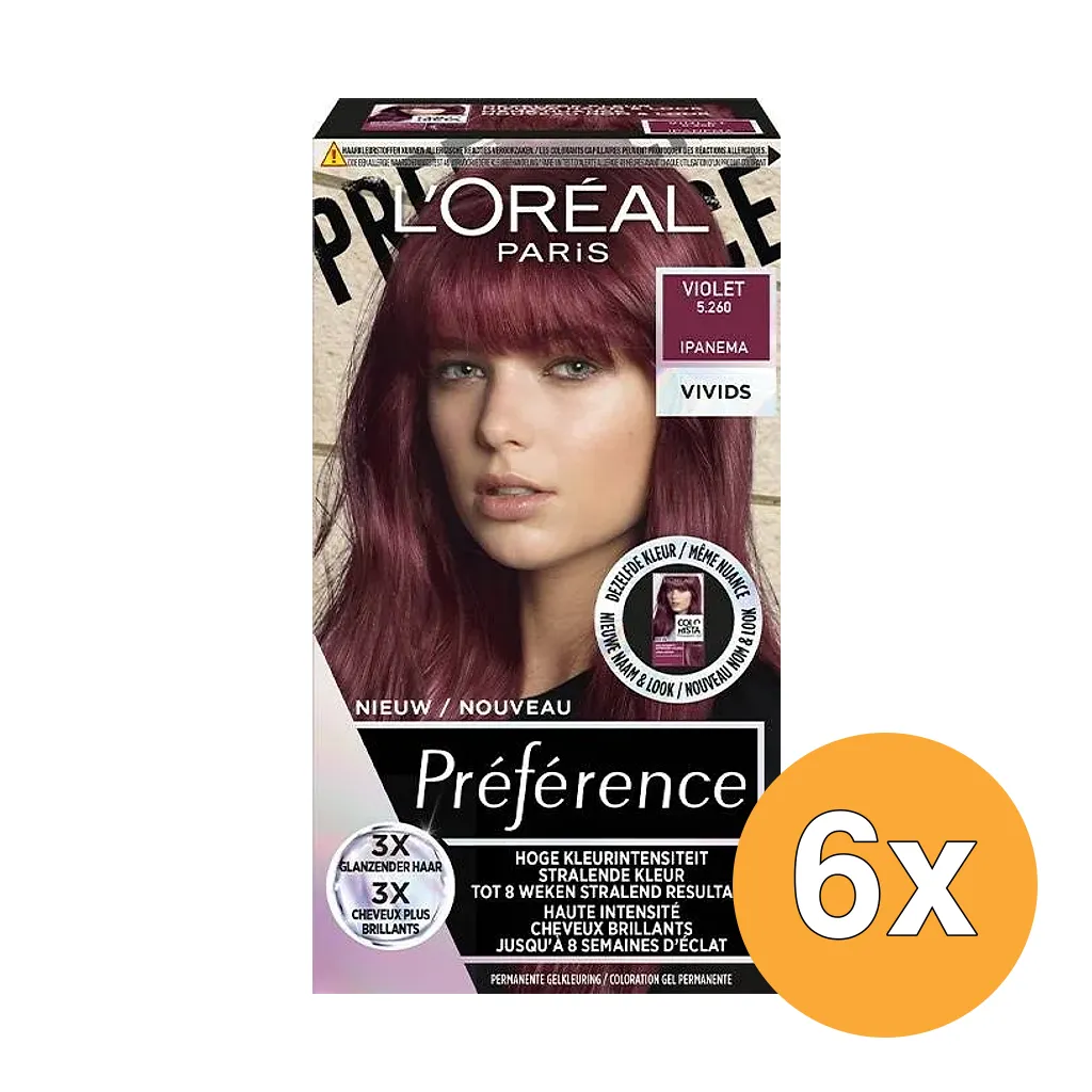 6x L'Oréal Paris Preference Vivids 5.26 Violet (1 stuk)