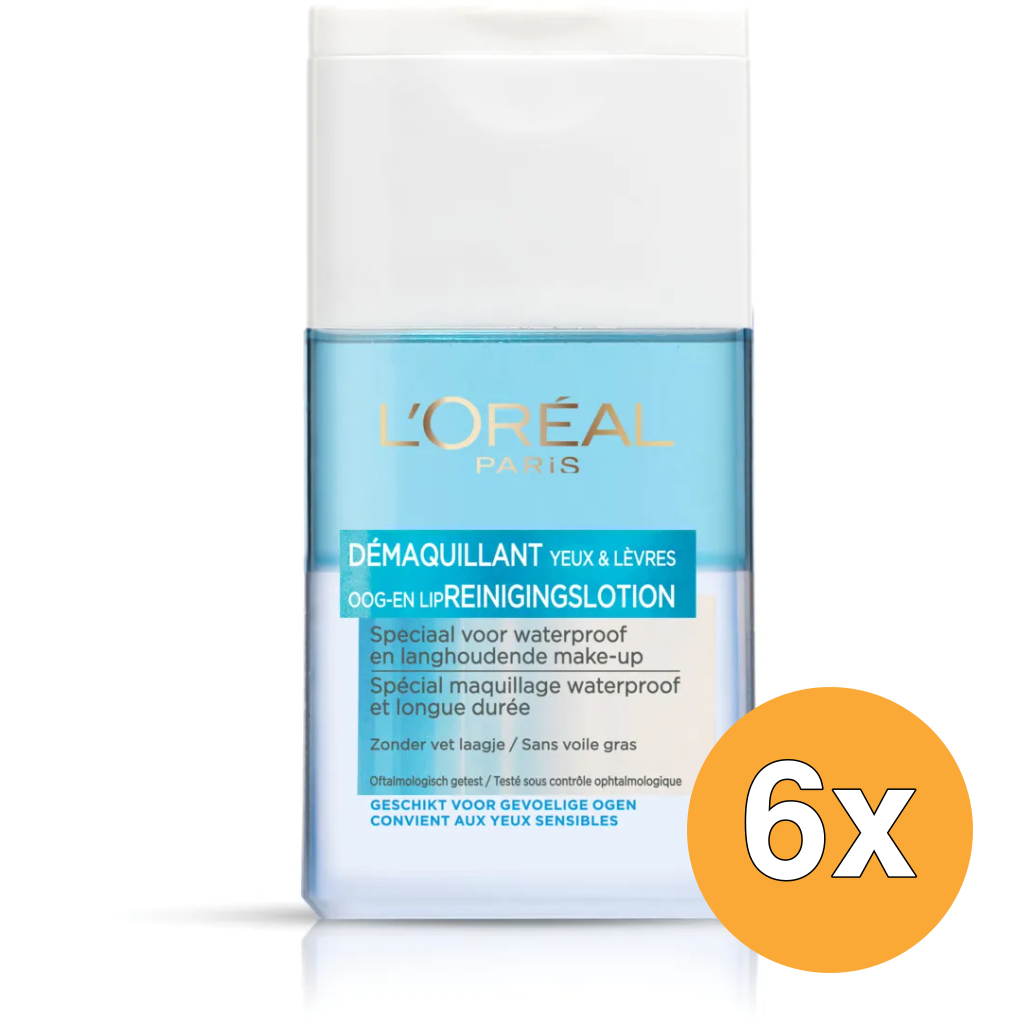 6x L'Oréal Paris Oog+Lipreinigingslotion Waterproof (125 ml)