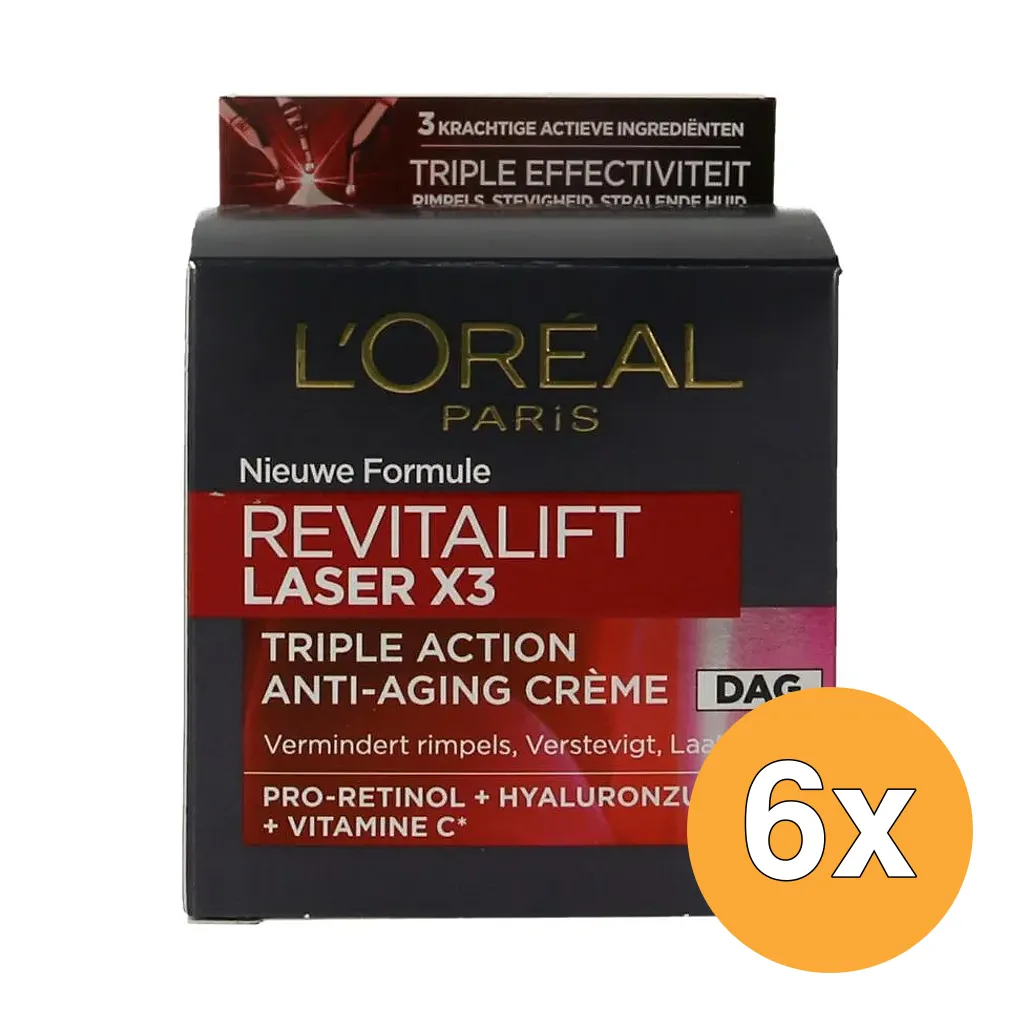 6x L'Oréal Paris Revitalift Laser X3 Anti-Rimpel Dagcreme (50 ml)