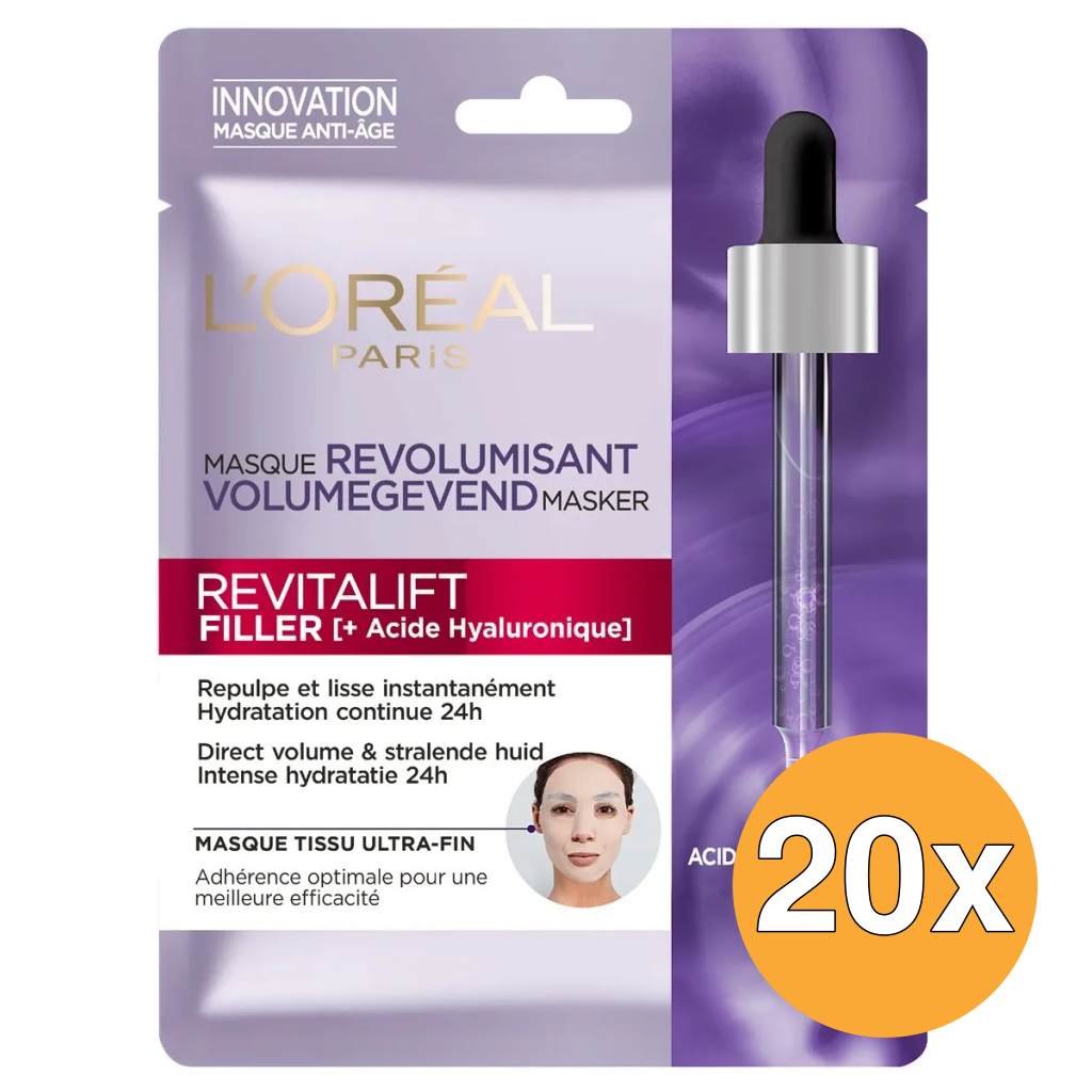 20x L'Oréal Paris Revitalift Filler Hyaluronzuur Tissues Masker (1 stuk)