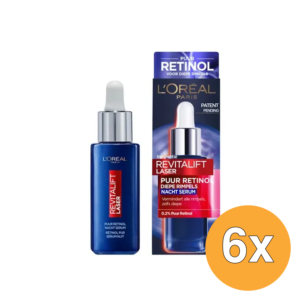 6x L'Oréal Paris Revitalift Laser X3 Nachtserum Retinol (30 ml)