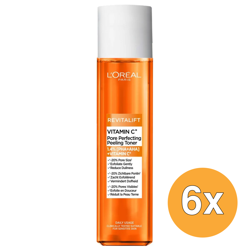 6x L'Oréal Paris Revitalift Toner Pore Perfecing Vitamine C (180 ml)