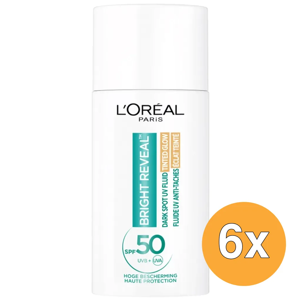 6x L'Oréal Paris Bright Reneal Fluid Moisturizer Dark Spot Tinted SPF 50 (50 ml)