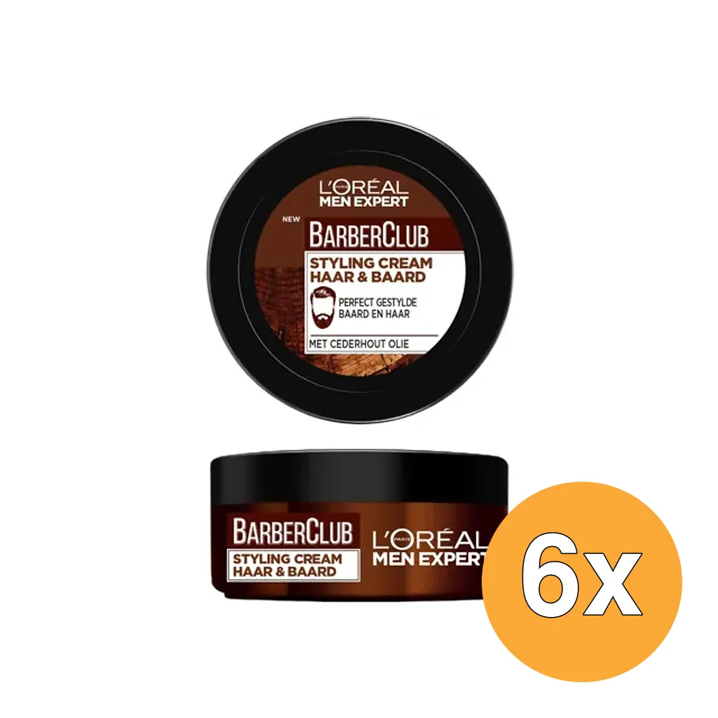 6x L'Oréal Paris Men Expert Barberclub Baard & Haarstyling Creme (75 ml)