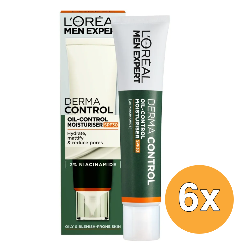 6x L'Oréal Paris Men Expert Derma Control Oil Control Moisturiser SPF30 (40 ml)