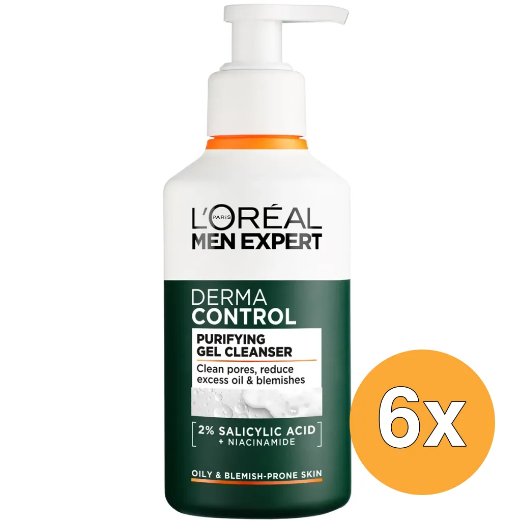6x L'Oréal Paris Men Expert Derma Control Reinigings Gel (260 ml)