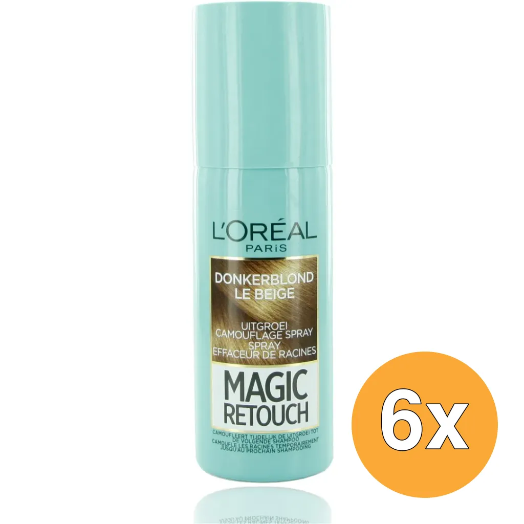 6x L'Oréal Paris Magic Retouch Nr. 4 Donkerblond (75 ml)