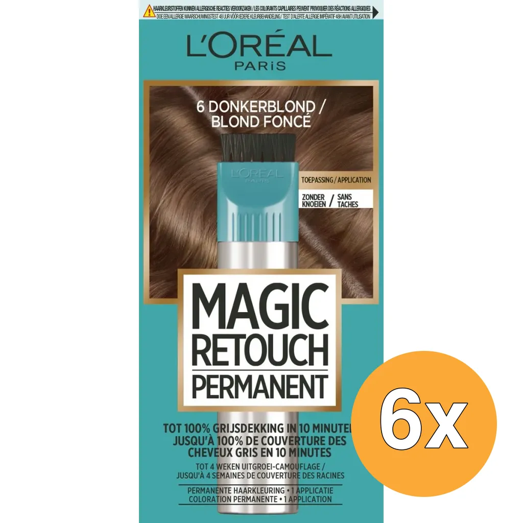 6x L'Oréal Paris Magic Retouch Nr. 6 Donkerblond (45 ml)