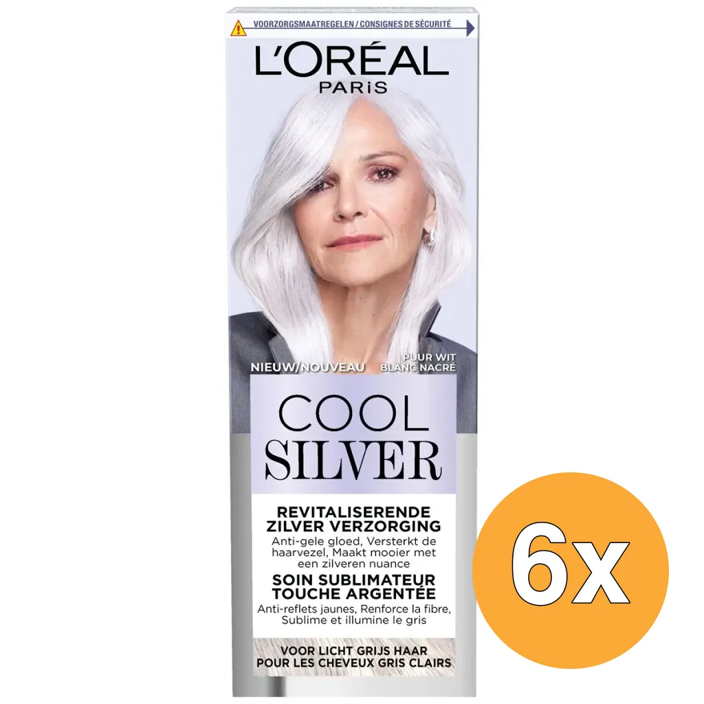 6x L'Oréal Paris Cool Silver Puur Wit Revitaliserende Zilver Verzorging (1 stuk)