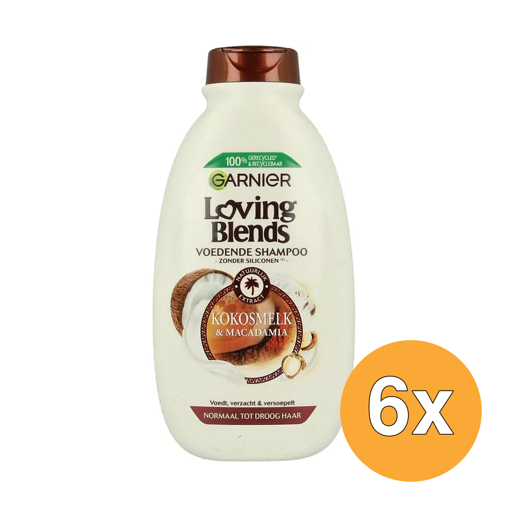 6x Garnier Loving Blends Shampoo Kokosmelk & Macadamia (300 ml)