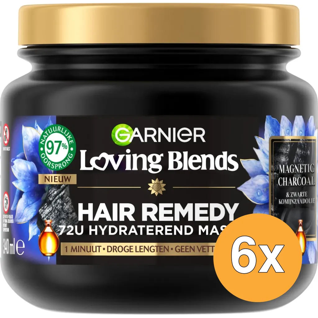 6x Garnier Loving Blends Haarmasker Magnetic Charoal (340 ml)