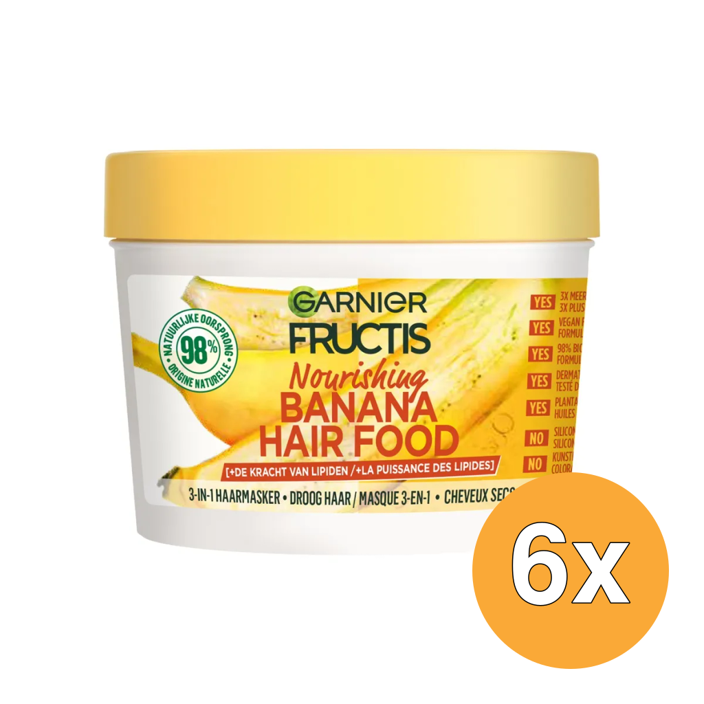 6x Garnier Fructis Hair Food Masker 3-in-1 Banana (400 ml)
