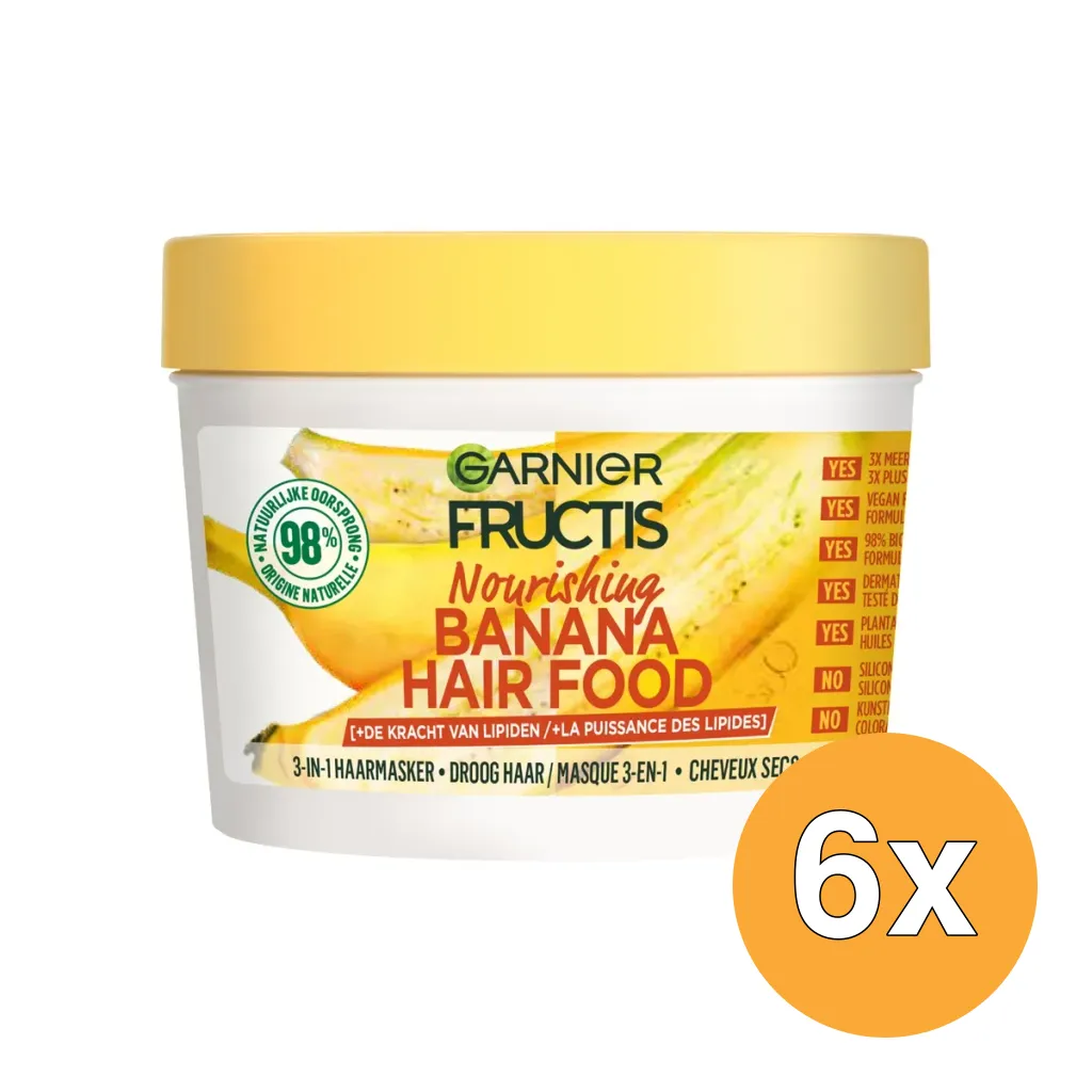 6x Garnier Fructis Hair Food Masker 3-in-1 Banana (400 ml)