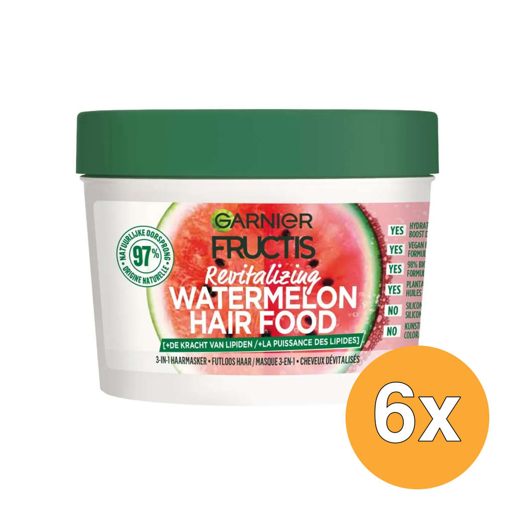 6x Garnier Fructis Hair Food Masker Watermelon (400 ml)