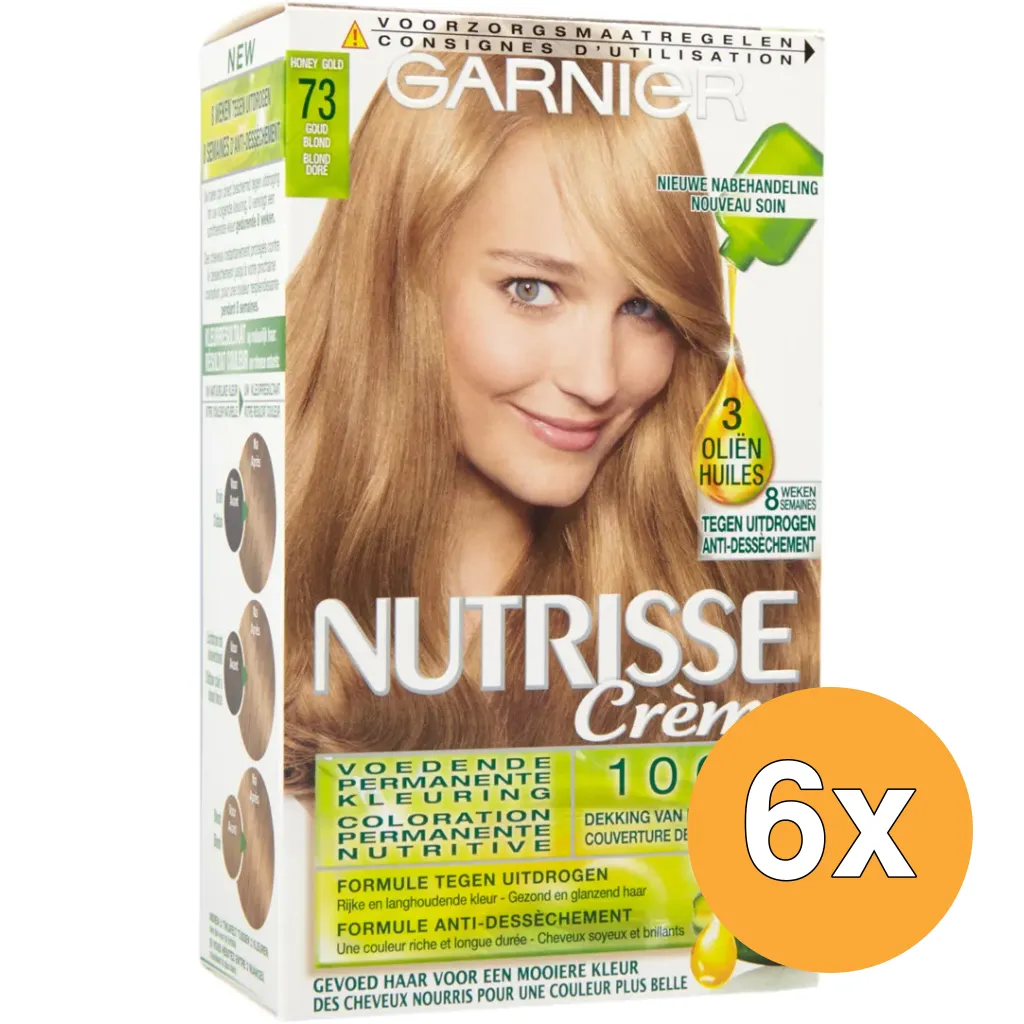 6x Garnier Nutrisse Creme 7,3/73 Miel Dore (1 set)