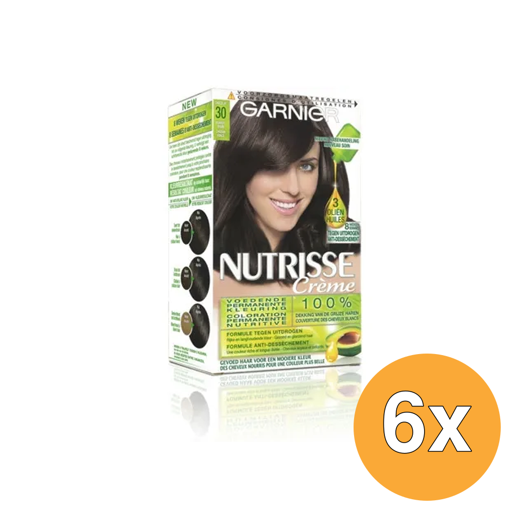 6x Garnier Nutrisse Creme 3 Donkerbruin (1 set)