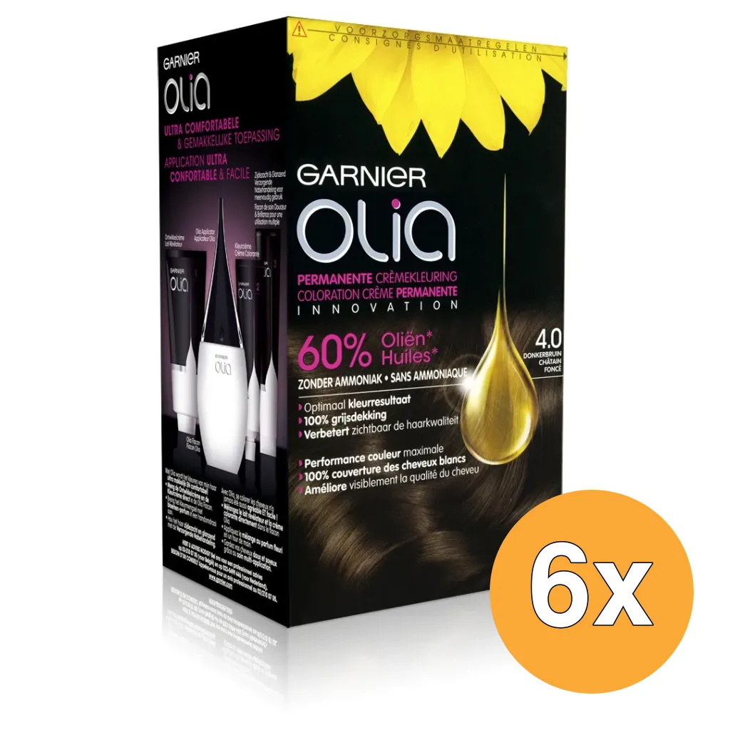 6x Garnier Olia 4.0 Dark Brown (1 set)