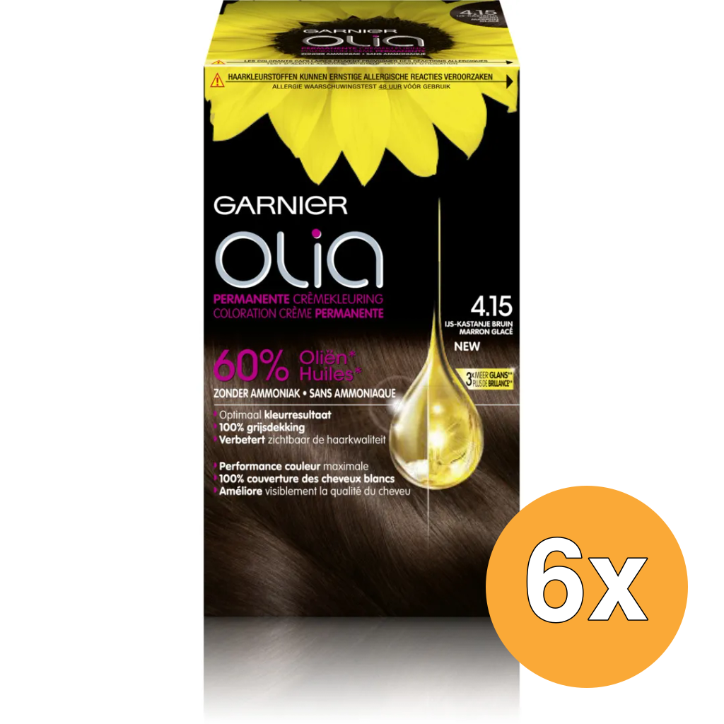 6x Garnier Olia 4.15 Iced Chocolate (1 set)