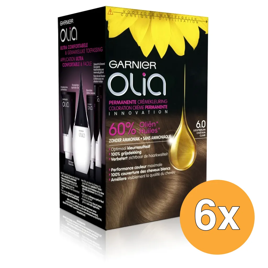 6x Garnier Olia 6.0 Light Brown (1 set)