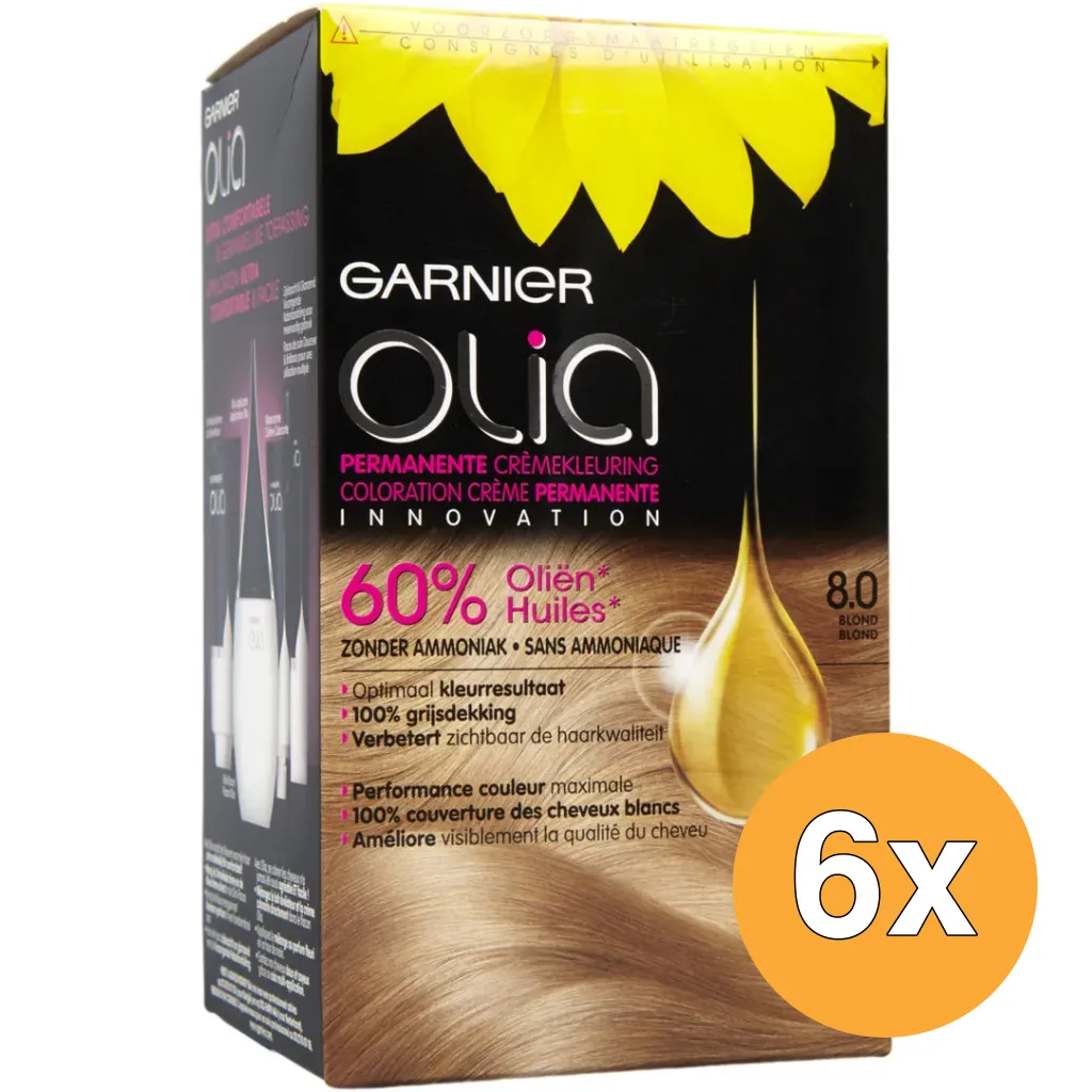 6x Garnier Olia 8.0 Licht Blond (1 set)