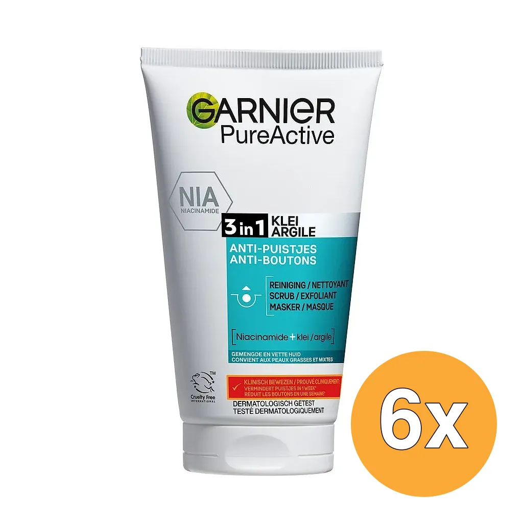 6x Garnier Skin Active Pure Face 3In1 (150 ml)