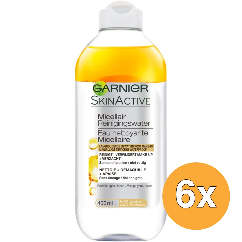 6x Garnier Skin Active Micellair Reinigings Water In Olie Ultra Clear (400 ml)