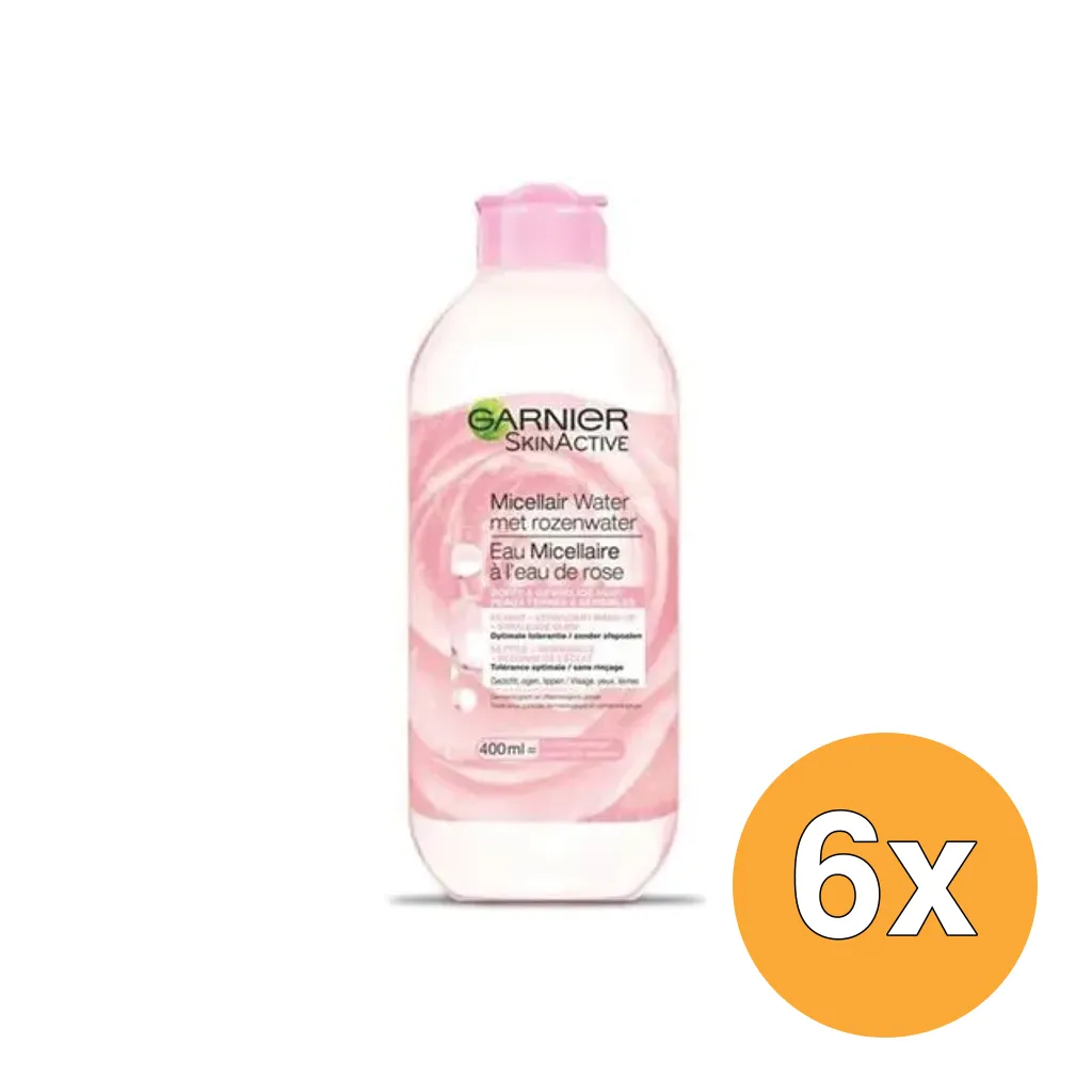 6x Garnier Skin Active Micellair Reinigingswater Met Rozenwater (400 ml)