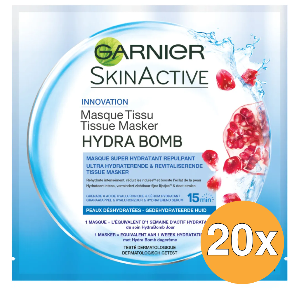 20x Garnier Skin Active Hydra Bomb Masker Tissues (28 gr)