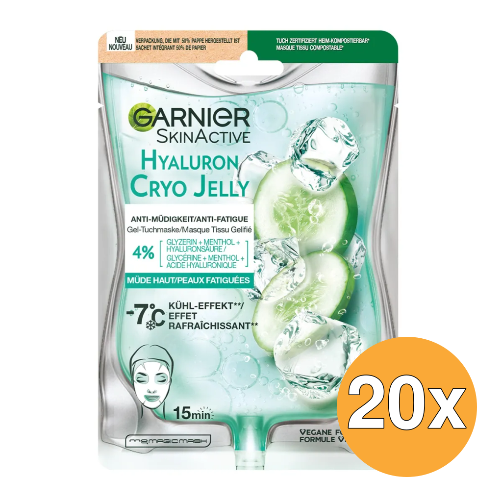 20x Garnier Skin Active Masker Cryo Jelly Met Hyaluronzuur (1 stuk)
