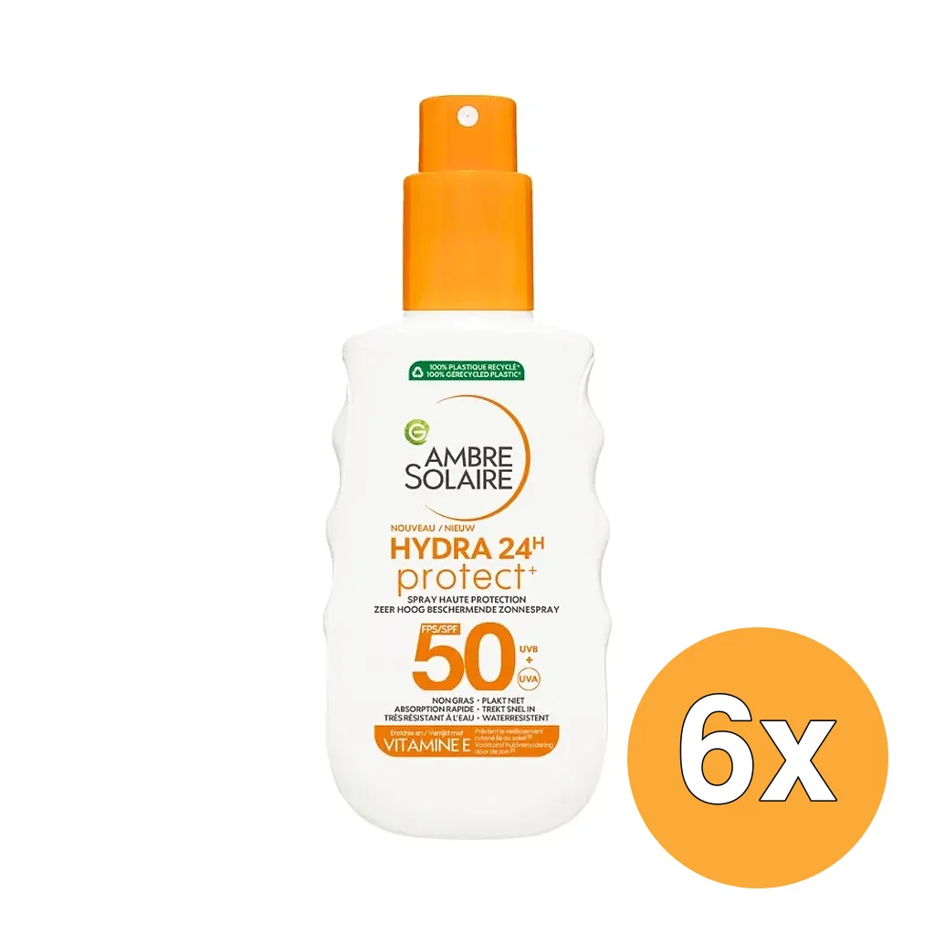 6x Garnier Ambre Solaire Hydra 24 Hydraterende Milk SPF 50 (150 ml)