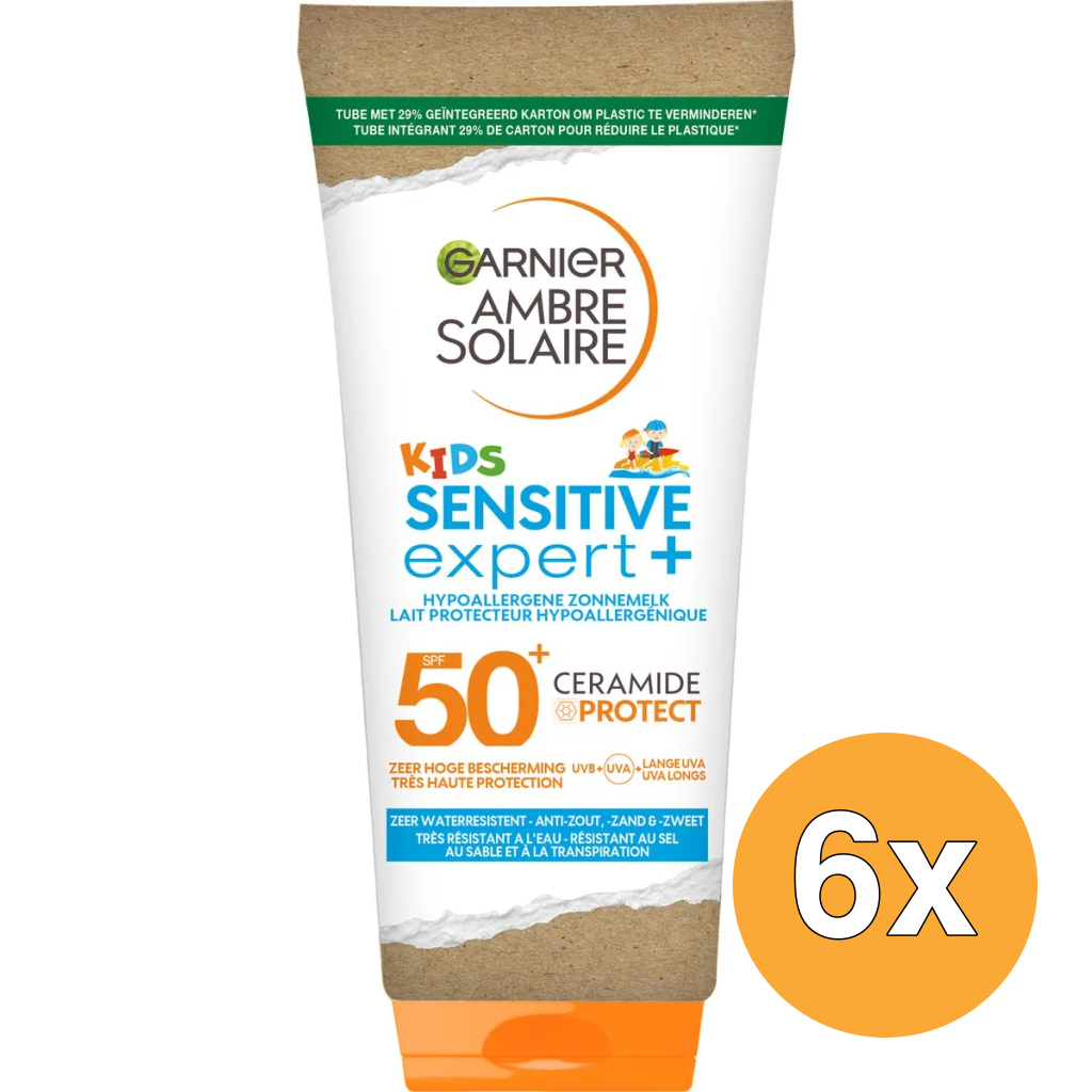 6x Garnier Ambre Solaire Kids Melk Wet Skin SPF50 (175 ml)