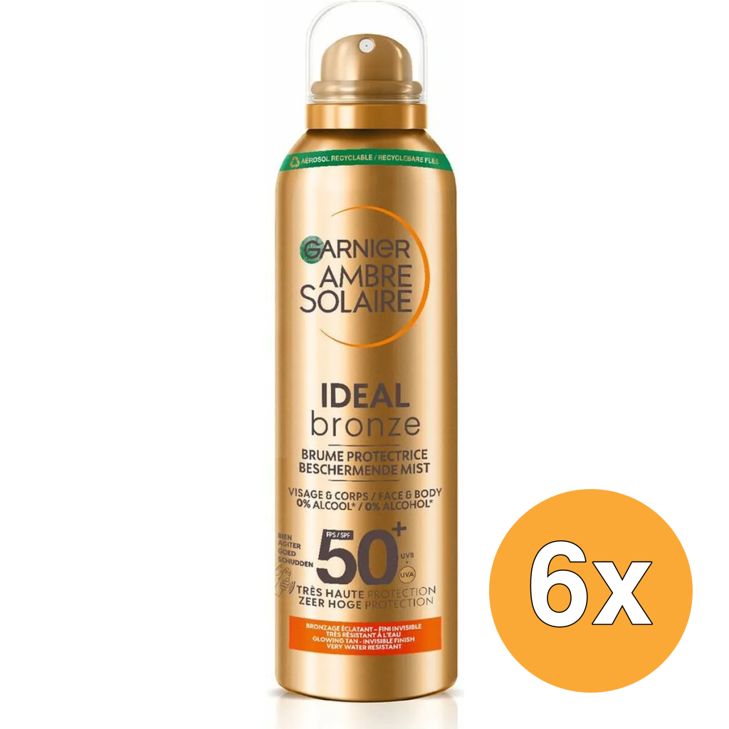 6x Garnier Ambre Solaire Ideal Bronze Mist SPF 50 (150 ml)