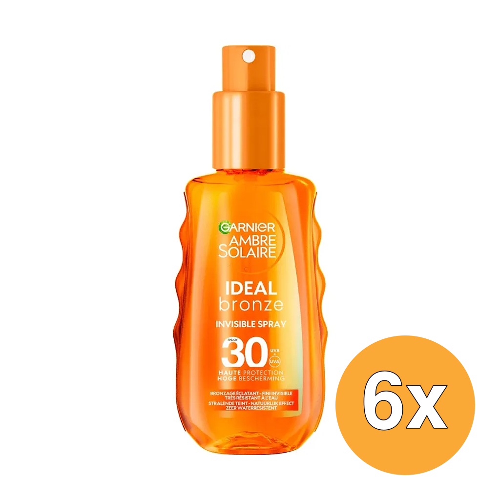 6x Garnier Ambre Solaire Ideal Bronze Onzichtbare Spray SPF30 (150 ml)